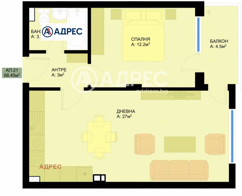 Te koop  1 slaapkamer Varna , Grand Mol , 69 m² | 78354976 - afbeelding [3]