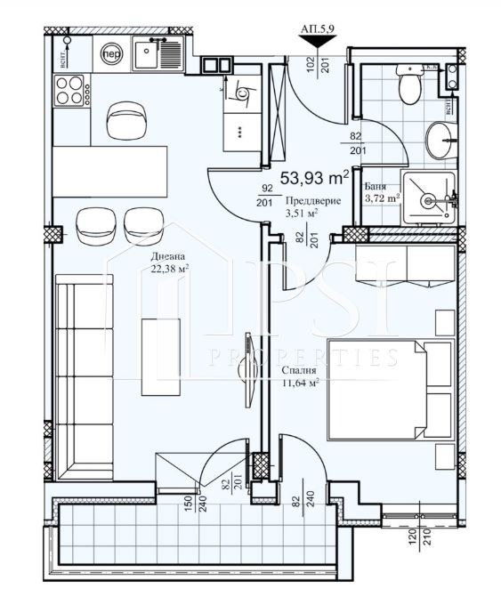 Satılık  1 yatak odası Plovdiv , Proslav , 59 metrekare | 30310136