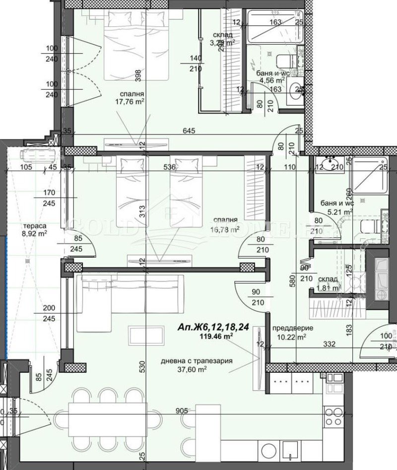 For Sale  2 bedroom Plovdiv , Trakiya , 108 sq.m | 61001086 - image [7]