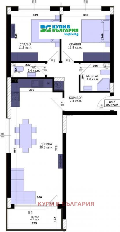 Eladó  2 hálószobás Varna , Kajsieva gradina , 97 négyzetméter | 51639635