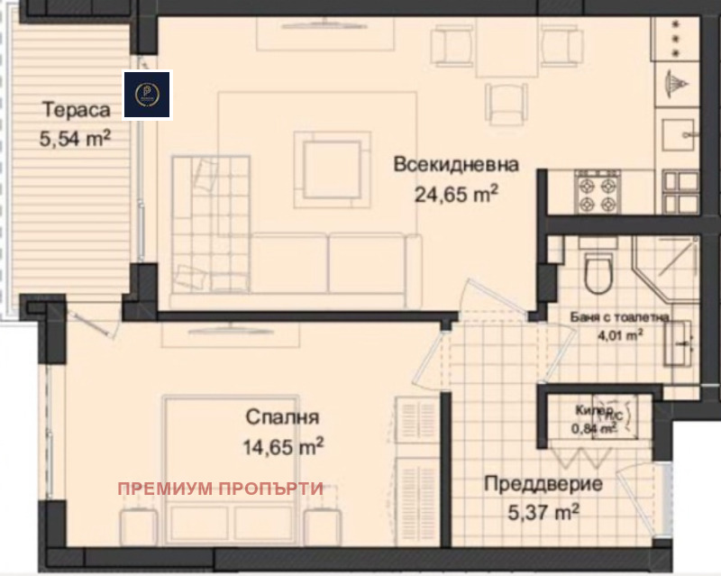 Til salg  1 soveværelse Plovdiv , Gagarin , 79 kvm | 10999550