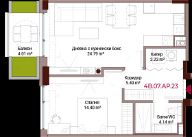 1 soverom Lozenets, Sofia 2