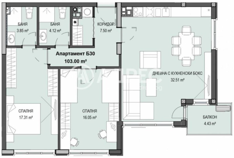 Продава 3-СТАЕН, гр. София, Кръстова вада, снимка 4 - Апартаменти - 53520149
