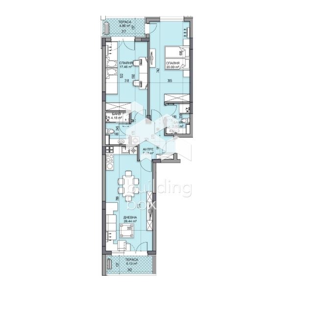 Продается  2 спальни Пловдив , Гагарин , 122 кв.м | 82962070 - изображение [2]