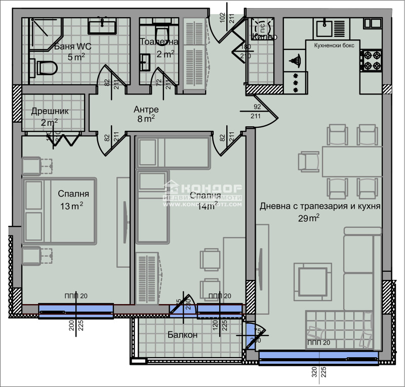 Продаја  2 спаваће собе Пловдив , Вастанически , 105 м2 | 33764864 - слика [7]