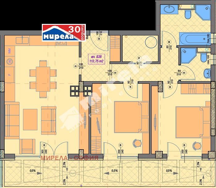 Продаја  2 спаваће собе Софија , Манастирски ливади , 128 м2 | 80103642