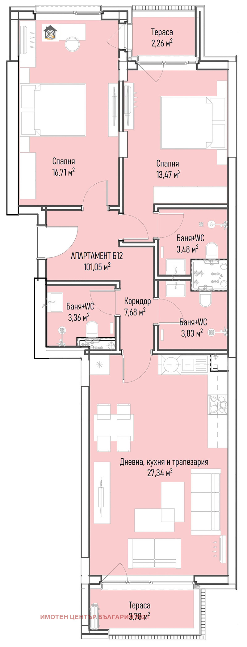 En venta  2 dormitorios Sofia , Mladost 4 , 126 metros cuadrados | 79142237