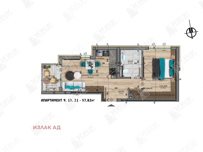 In vendita  1 camera da letto Sofia , m-t Gardova glava , 67 mq | 25513675 - Immagine [4]