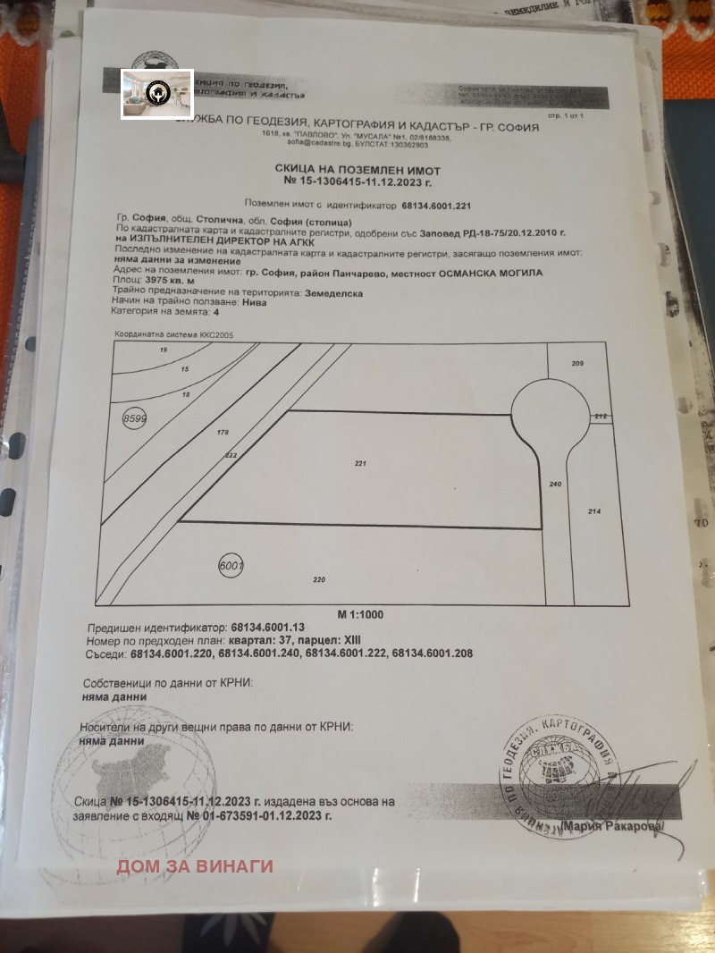 Продава  Земеделска земя област София , с. Панчарево , 3975 дка | 38580958