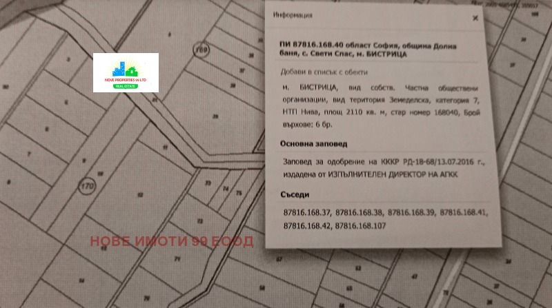 Na prodej  Spiknutí oblast Sofia , Dolna banja , 8381 m2 | 61979614 - obraz [2]