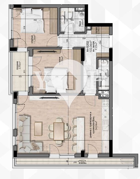 Myytävänä  2 makuuhuonetta Sofia , Ljulin - tsentar , 117 neliömetriä | 43925538 - kuva [5]