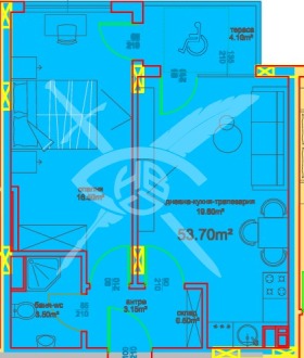 1 chambre Meden roudnik - zona A, Bourgas 1