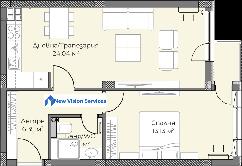 En venta  1 dormitorio Plovdiv , Jristo Smirnenski , 68 metros cuadrados | 32894859