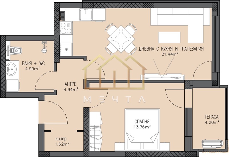 Till salu  1 sovrum Plovdiv , Belomorski , 61 kvm | 95278767 - bild [3]