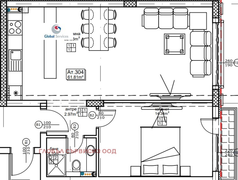 Продава 2-СТАЕН в град София, Център - 97 кв.м / 390 000 € » 762 773.70 лв., ГЛОБЪЛ СЪРВИСИЗ ООД
