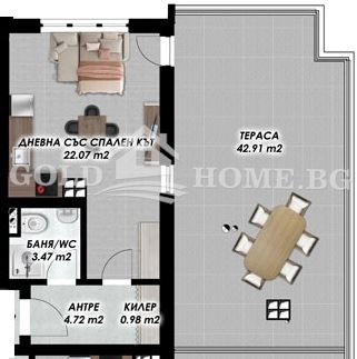 Продава 1-СТАЕН, гр. Пловдив, Гагарин, снимка 4 - Апартаменти - 53040685