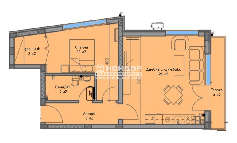 Продава 2-СТАЕН, гр. Пловдив, Коматево, снимка 2 - Апартаменти - 52667558