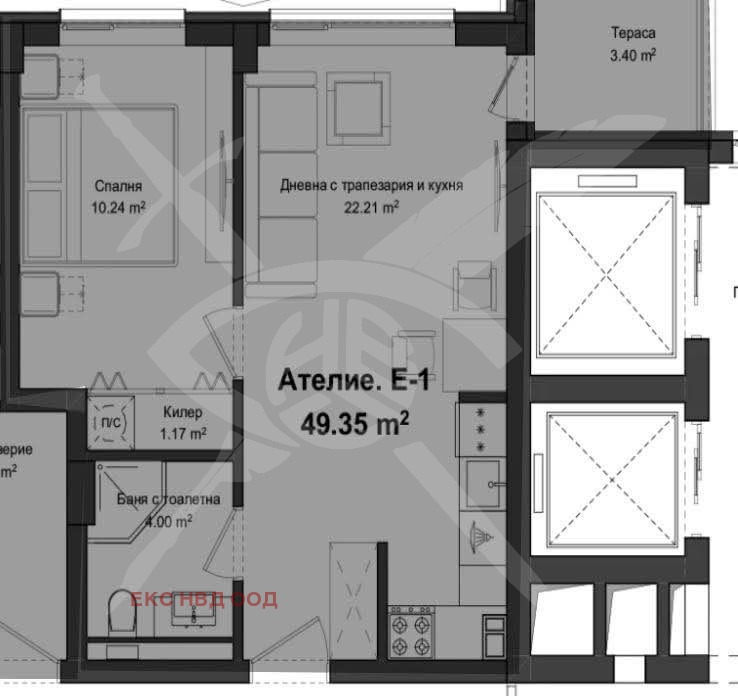 À venda  1 quarto Plovdiv , Gagarin , 56 m² | 30640659