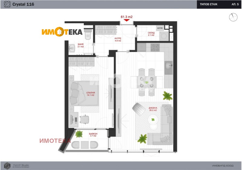 Продава 2-СТАЕН, гр. София, Манастирски ливади, снимка 3 - Aпартаменти - 46777794