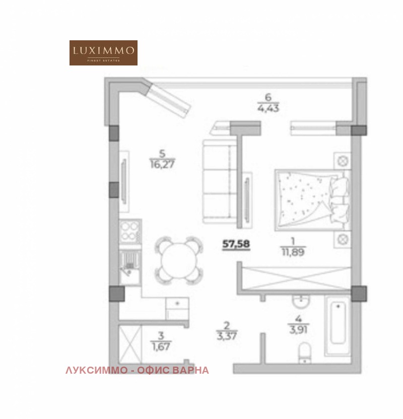 Te koop  1 slaapkamer Varna , m-t Alen mak , 57 m² | 88673101 - afbeelding [5]