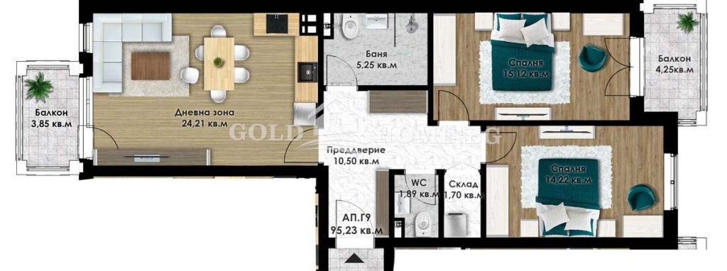 Продава 3-СТАЕН, гр. Пловдив, Коматево, снимка 2 - Апартаменти - 53875142