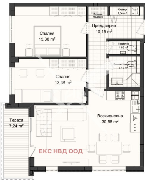 Продаја  2 спаваће собе Пловдив , Каршијака , 118 м2 | 52898894