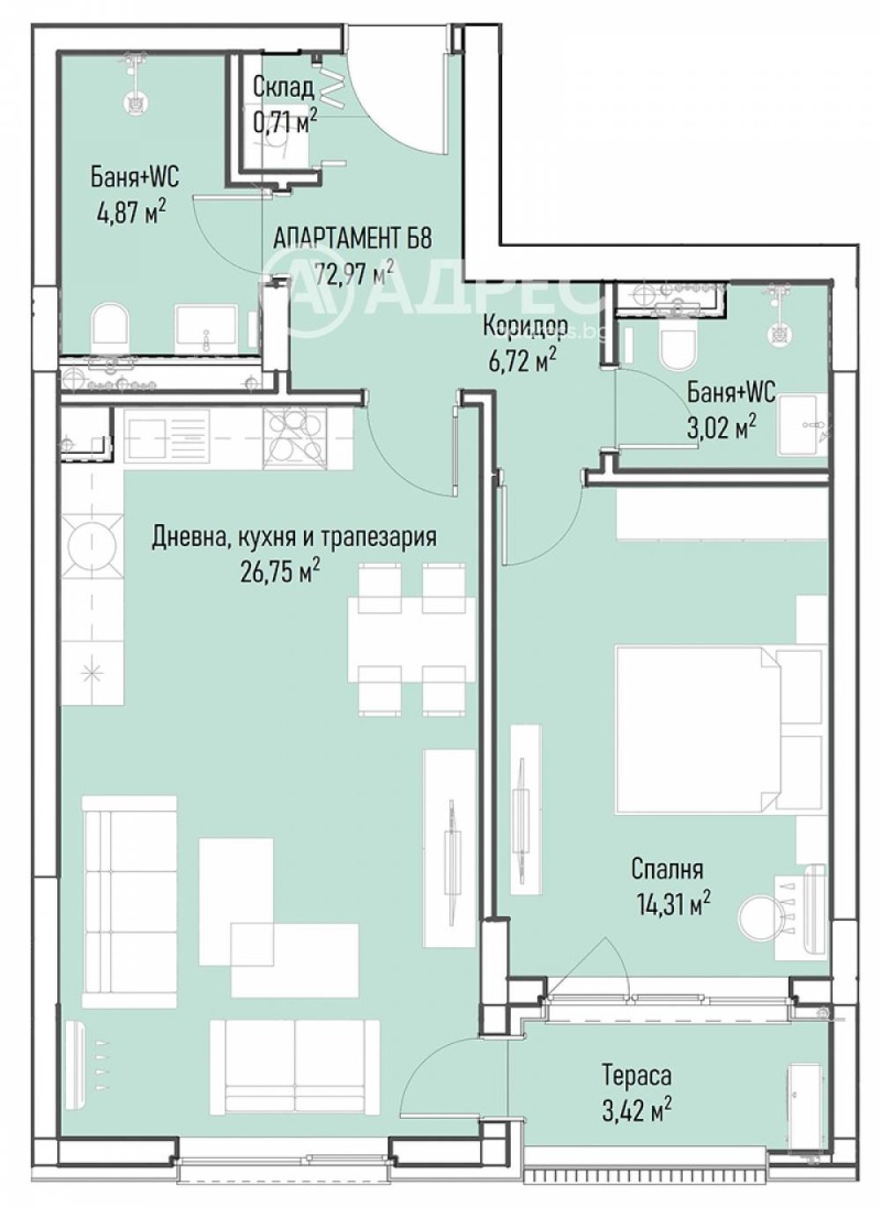 En venta  1 dormitorio Sofia , Mladost 4 , 92 metros cuadrados | 27696836 - imagen [2]