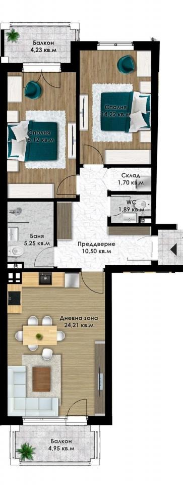 Zu verkaufen  2 Schlafzimmer Plowdiw , Komatewsko schose , 112 qm | 20274591 - Bild [3]