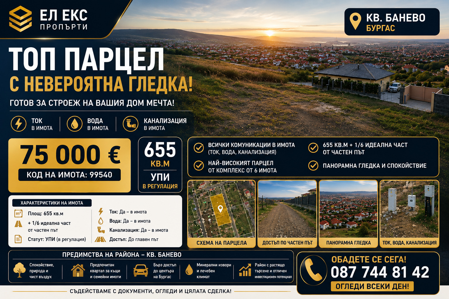 Продава ПАРЦЕЛ, гр. Бургас, Банево