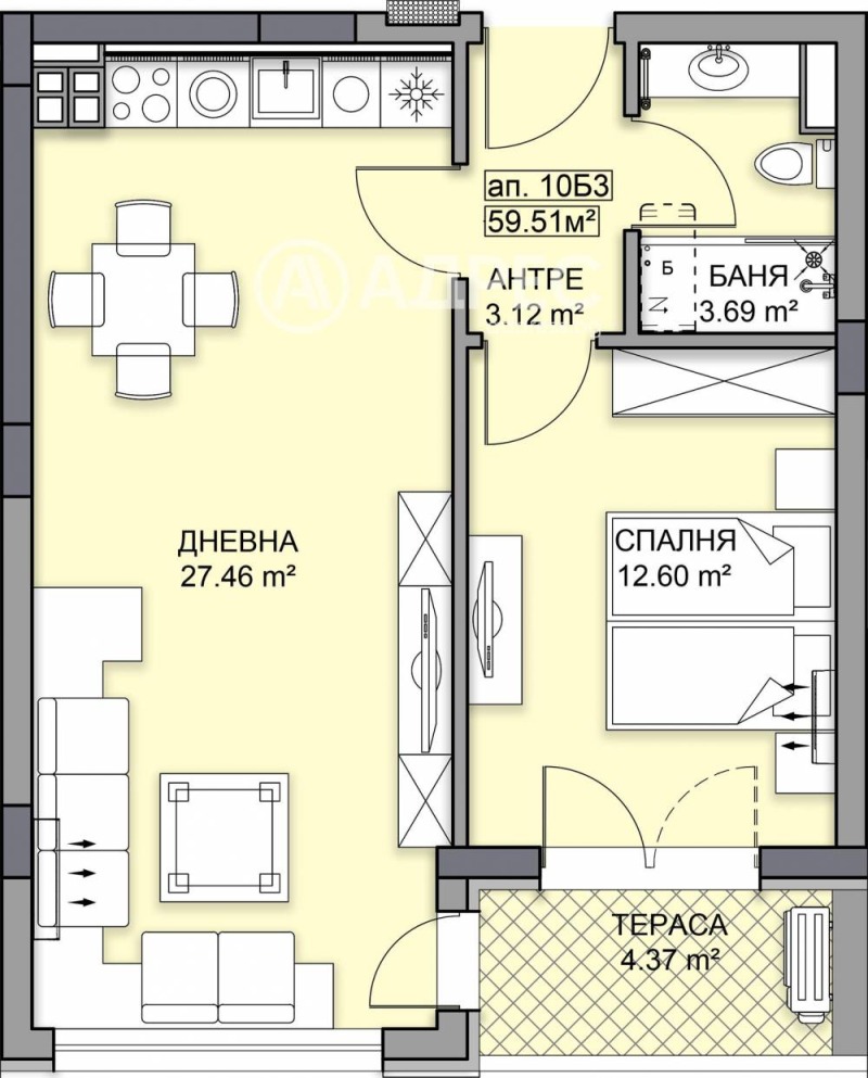 Eladó  1 hálószoba Plovdiv , Gagarin , 71 négyzetméter | 37013310 - kép [3]