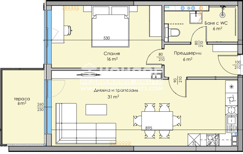 Satılık  1 yatak odası Plovdiv , Karşiyaka , 89 metrekare | 64571549 - görüntü [2]