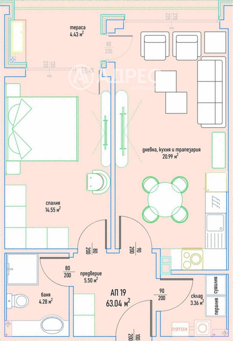 En venta  1 dormitorio Sofia , Malinova dolina , 74 metros cuadrados | 79432694 - imagen [4]