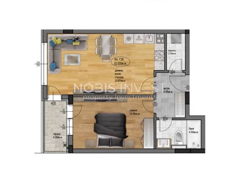 À venda  1 quarto Plovdiv , Ostromila , 73 m² | 41607382 - imagem [2]