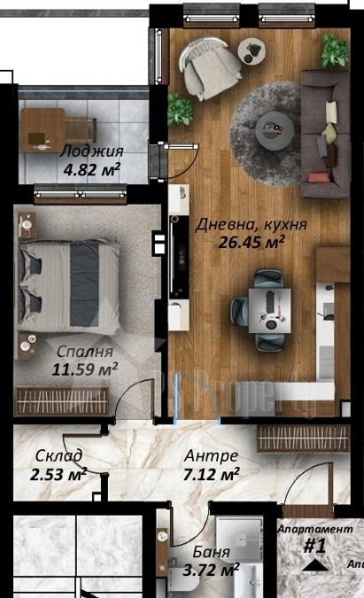 Zu verkaufen  1 Schlafzimmer Stara Zagora , Ajazmoto , 83 qm | 24959882 - Bild [5]