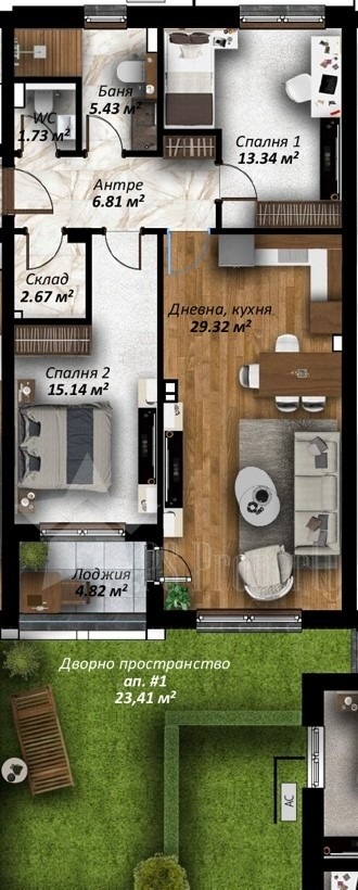 Zu verkaufen  1 Schlafzimmer Stara Zagora , Ajazmoto , 83 qm | 24959882 - Bild [6]