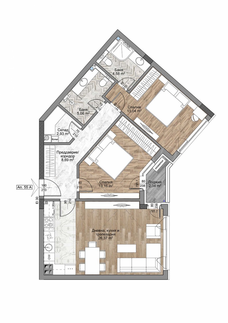 Myytävänä  2 makuuhuonetta Sofia , Mladost 4 , 102 neliömetriä | 57050147 - kuva [2]
