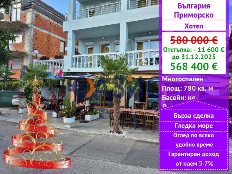 Продава ХОТЕЛ, гр. Приморско, област Бургас