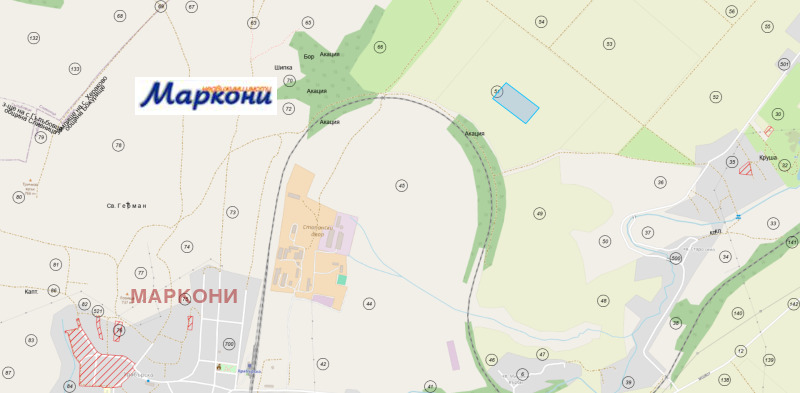 Продава ПАРЦЕЛ в област София, с. Храбърско - 18500 кв.м / 370 000 € » 723 657.10 лв., МАРКОНИ
