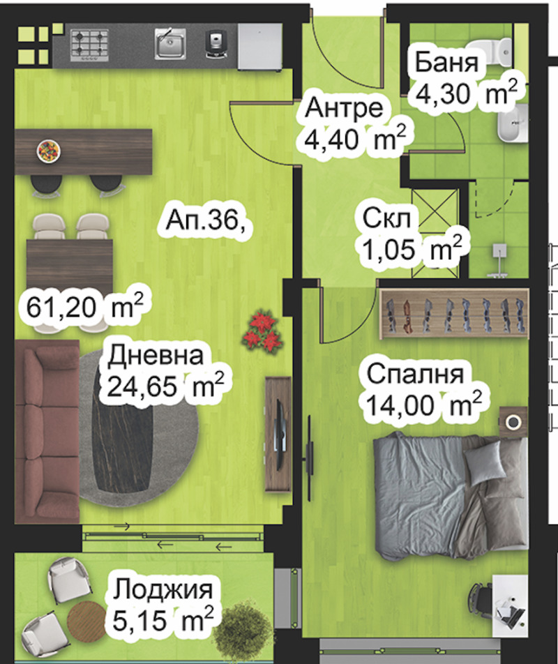 Προς πώληση  1 υπνοδωμάτιο Πλοβδηβ , Ζαπαδεν , 71 τ.μ | 87809996 - εικόνα [3]