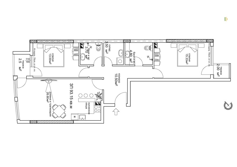 À venda  2 quartos Plovdiv , Sadiiski , 114 m² | 98268583 - imagem [3]