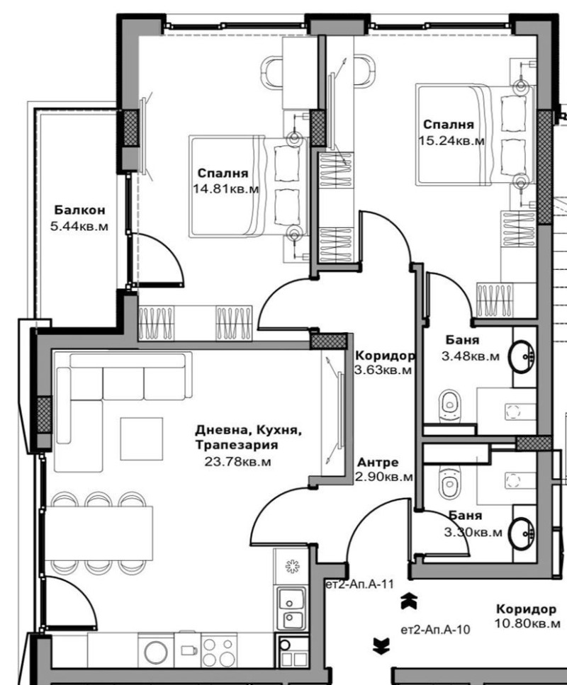 Продава 3-СТАЕН, гр. София, Манастирски ливади, снимка 4 - Aпартаменти - 49354057