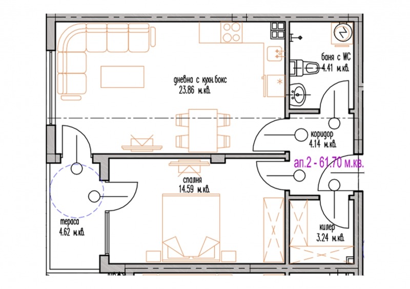 En venta  1 dormitorio Varna , m-t Dolna Traka , 61 metros cuadrados | 88534681 - imagen [4]