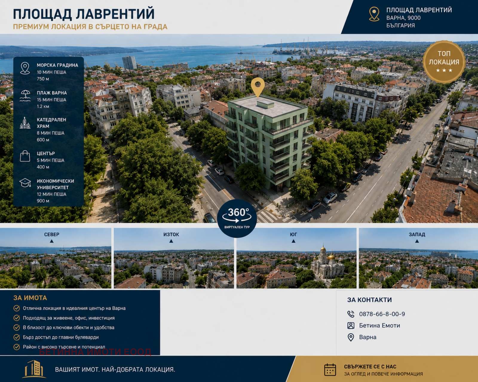Продава 3-СТАЕН, гр. Варна, Централна поща
