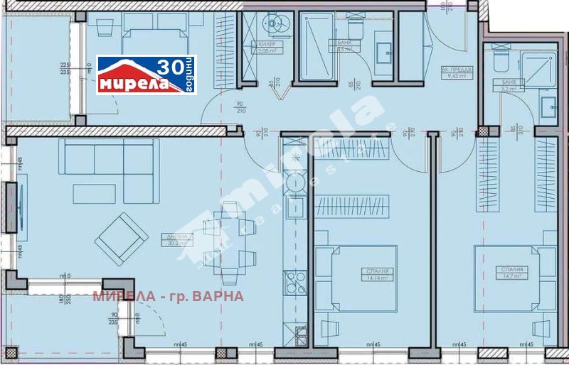 Продава 4-СТАЕН в град Варна, Кайсиева градина - 131 кв.м / 169 000 € » 330 535.27 лв., МИРЕЛА - гр. ВАРНА