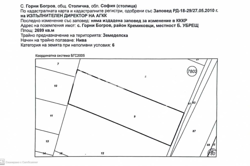 Продава  Парцел град София , с. Горни Богров , 2699 кв.м | 29482567