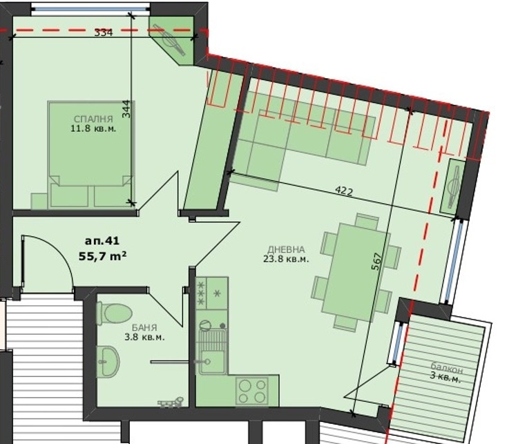 Продается  1 спальня Варна , Христо Ботев , 56 кв.м | 66012062 - изображение [4]