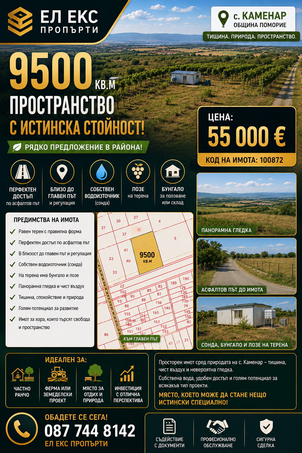 Продава ПАРЦЕЛ, гр. Поморие, област Бургас, снимка 2 - Парцели - 54446069