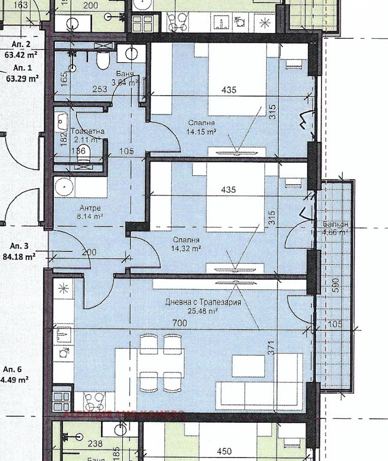Продава 3-СТАЕН в град София, Левски - 99 кв.м / 173 250 € » 338 847.55 лв., АГЕНЦИЯ АМВ КОМЕРС