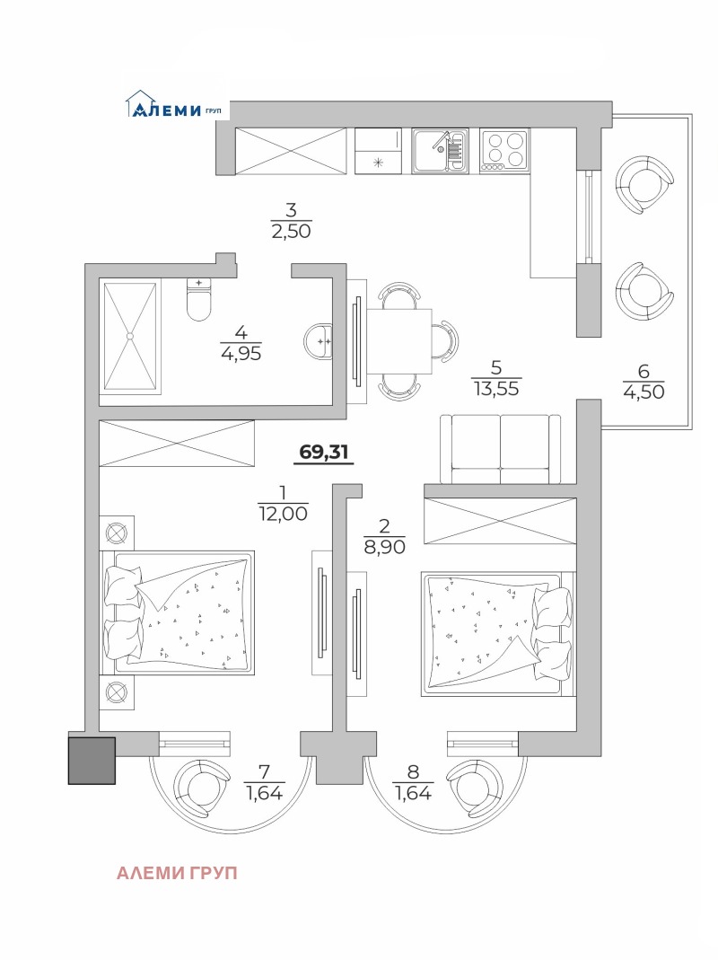 Продава  3-стаен град Варна , к.к. Чайка , 69 кв.м | 13843469