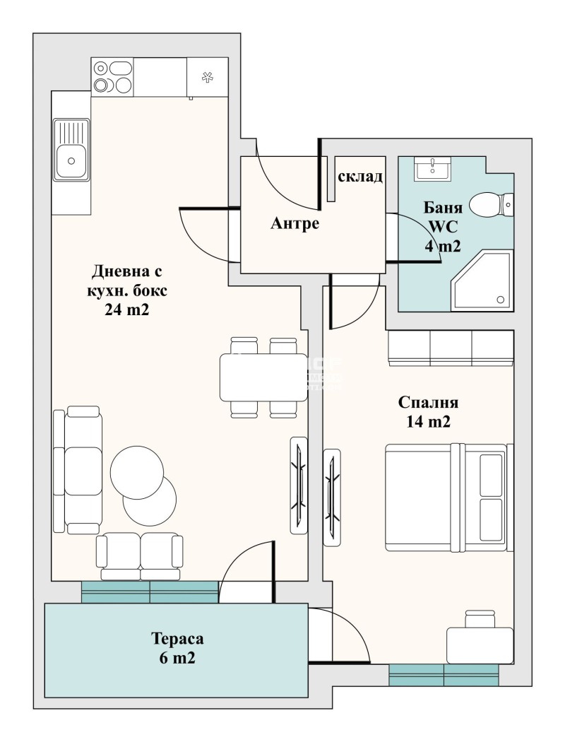Myytävänä  1 makuuhuone Plovdiv , Vastanitšeski , 71 neliömetriä | 72379183 - kuva [2]
